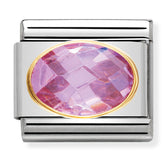 Nomination Composable Classic Link 030601/003 Pink Faceted CZ in 18K Gold